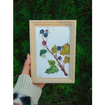 Ilustración naturalista de moras pintadas en acuarela. Obra original. Modelo único. Perfecto para combinarlo con otras obras del mismo estilo y llenar esos espacios pequeños en cualquier habitación!
