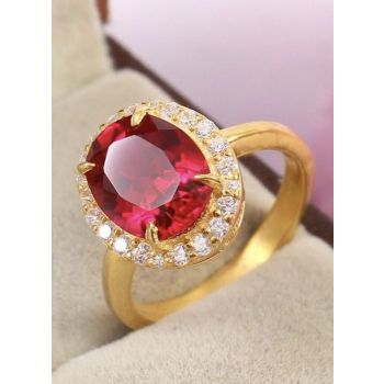 Anillo en oro 18 k y rubí natural con brillantes
