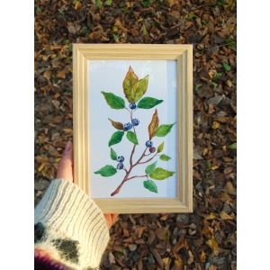 Pequeño cuadro de arándanos en cuarela. Obra original. Detalles y transparencias inspiradas en la naturaleza. Perfecta para llenar esos espacios vacios en cualquier habitación!
Protección lámina plástica