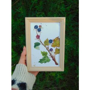 Ilustración naturalista de moras pintadas en acuarela. Obra original. Modelo único. Perfecto para combinarlo con otras obras del mismo estilo y llenar esos espacios pequeños en cualquier habitación!