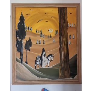 EN LA TRAVESÍA DE LA VIDA, UN NUEVO AMANECER SIEMPRE NOS ESPERA, CANSADA PUEDAS ESTAR, PERO VEZ LA RECTA FINAL Y CAMINO TE FORJÓ LLENA DE APRENDIZAJES VAS LLEGANDOA TU DESTINO. EL CAMINO ES LA VIDA, EL DESTINO ES EL SIMPLE RESULTADO. ESTA PINTURA SIMBOLIZ